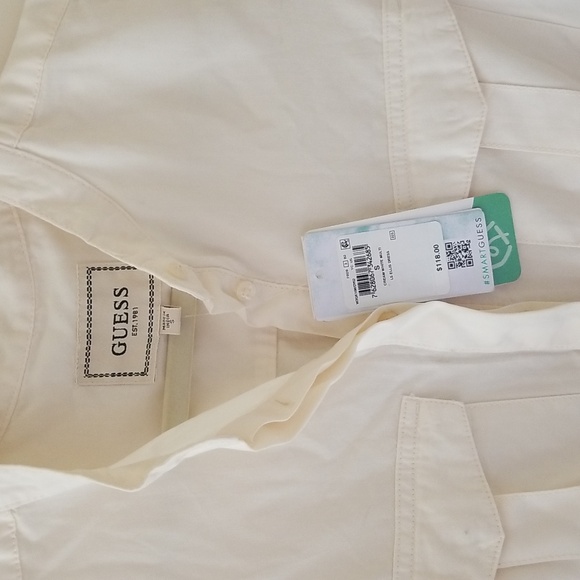 🥳 HOST PICK 🥳 NWT Guess Button Down Cream-Colored Shirt Dress - Picture 2 of 7
